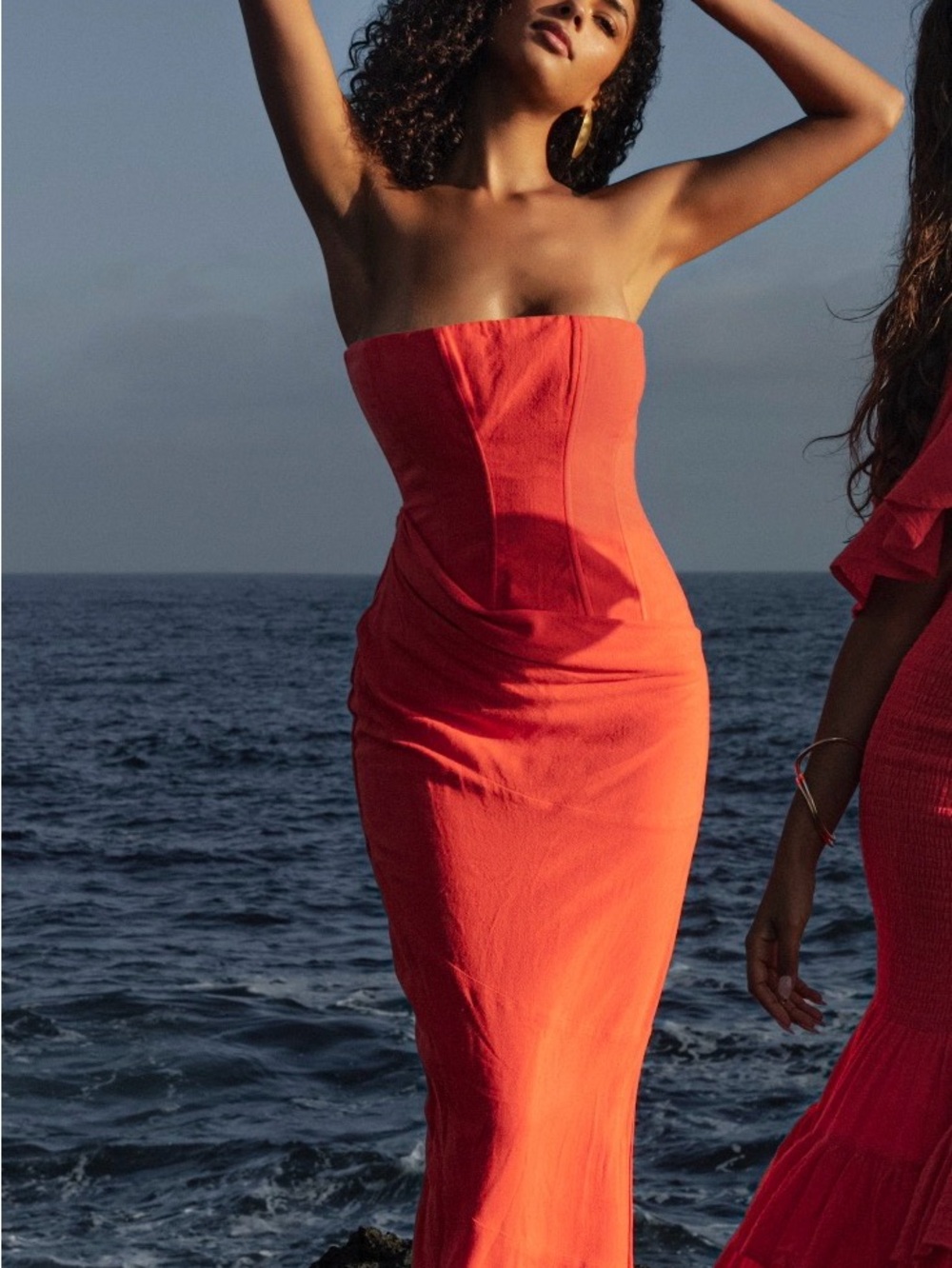 JLUXLABEL Berry Journey Linen Maxi Dress - XS in Orange/ coral NWT